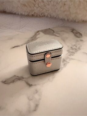 Pandora Compact Silver Jewelry Travel Case with Rose Gold Snap